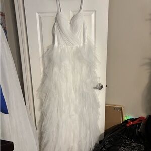 Elegant White Ruffled Gown